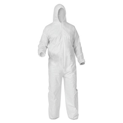 KleenGuard A35 Economy Liquid & Particle Protection Coveralls, Zipper Front/Elastic Wrists/Ankles/Hood, White, XL 412-38939