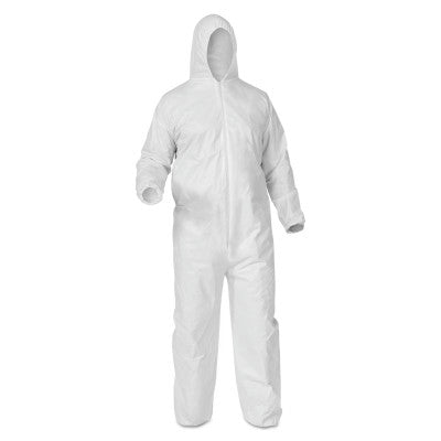 KleenGuard A35 Economy Liquid & Particle Protection Coveralls, Zipper Front/Elastic Wrists/Ankles/Hood, White, 2XL 412-38941