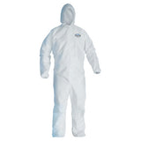 KleenGuard A45 Breathable Liquid & Particle Protection Elastic Wrist/Ankle Coveralls, White, 4XL, Hood/Fr Zipper 412-41509