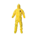 KLEENGUARD A70 Chemical Splash Protection Coveralls, Yellow, 2XL, Hood/Boots 412-00685