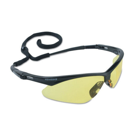 V30 Nemesis Safety Glasses, Amber, Polycarbonate Lens, Uncoated, Black Frame/Temples, Nylon 412-25659