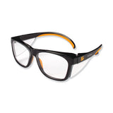 KleenGuard Maverick Safety Glasses, Clear Anti-Fog/Scratch Lens, Black/Orange Frame 412-49312