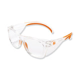 KleenGuard Maverick Safety Glasses, Clear Anti-Fog/Scratch Lens, Clear/Orange Frame 412-49301