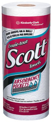 Kitchen Roll Towel, Standard Roll, White, 8.79 in W x 11 in L, 128 Sheets/RL, 20 RL/CA 412-41482