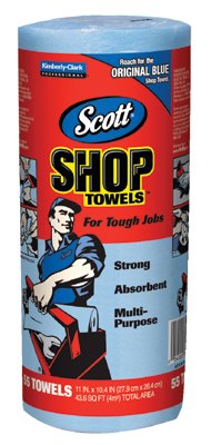 Original Multi-Purpose Shop Towel, Blue, 11 in W x 9.4 in L, Roll, 55 Sheets/RL, 30 RL/CA 412-75130