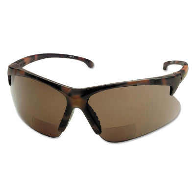 V60 30-06 Rx Readers Prescription Safety Glasses, Brown Polycarbonate Lens, Hardcoated, Tortoise, Nylon, +2.5 412-19875