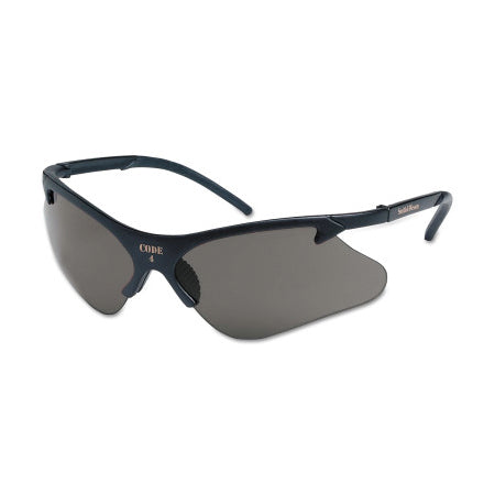 Code 4* Safety Eyewear, Smoke Lens, Polycarbonate, Anti-Scratch, Black Frame 412-19836