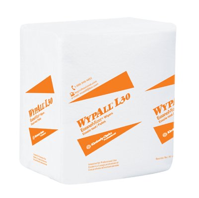 WypAll* L30 Wipers, White, 12 in W x 12-1/2 in L, 1/4 Fold, 90 per Pack/ 12 Pack per Case 412-05812