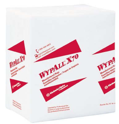 WypAll X70 Cloths, White, 12.5 in W x 12 in L, 76 Sheets/Unit, Pack, 12 PK/CA 412-41200