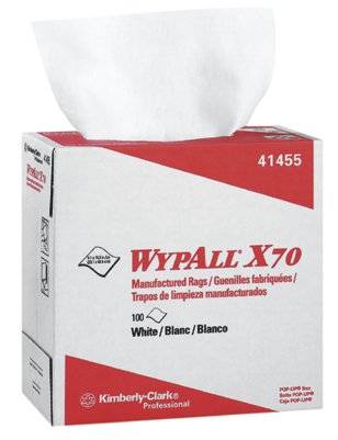 WypAll X70 Cloths, White, 8.34 in W x 16.8 in L, 100 Sheets/Unit, Box, 10 BX/CA 412-41455