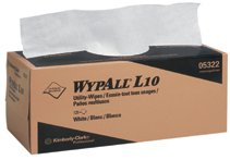WypAll General Clean L10 Light Cleaning Towel, White, 10-1/2 in W x 12 in L, 125/Box, Pop-Up Box, 1-Ply 412-05322