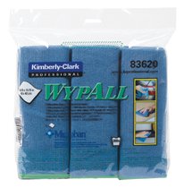 WypAll Microfiber Cloths, 15.75 in x 15.75 in, Blue, 6 EA/BG 412-83620