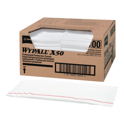 WypAll X50 Foodservice Towel, 1/4 Fold, 23-1/2 x 12-1/2, White 412-06053