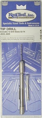 Tip Drill Set, Size 52 to 74, With 12 Even Number Drills and Pin Vise with Pocket Clip 422-KTDC