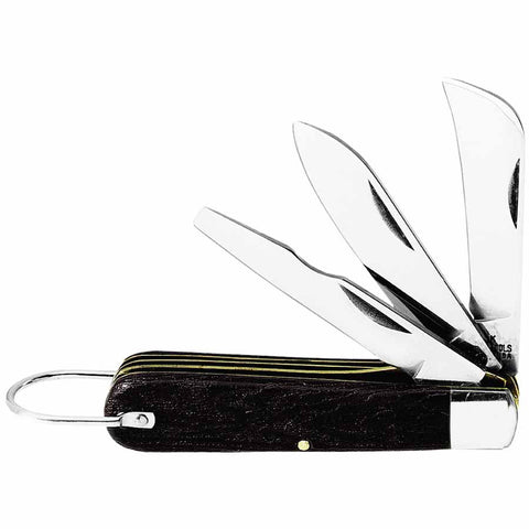 3-Blade Pocket Knives, Steel Blade, Plastic, Black 409-1550-6