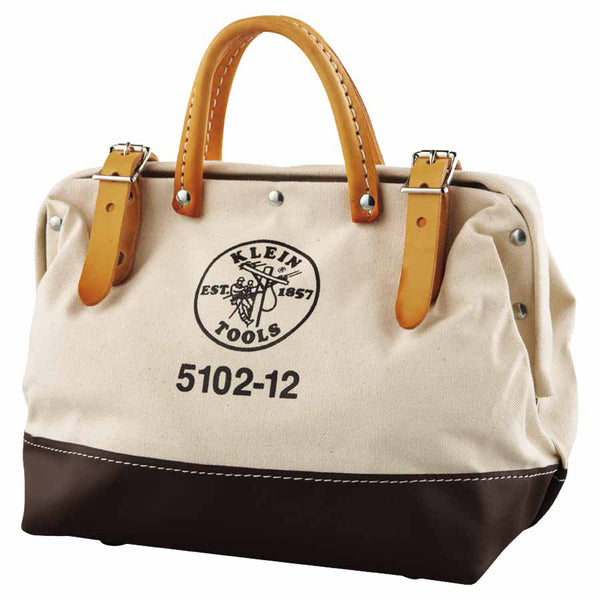 No. 8 Canvas Tool Bag, 1 Interior Pocket, 6 in W x 10 in H x 12 in L, Natural/Brown 409-5102-12