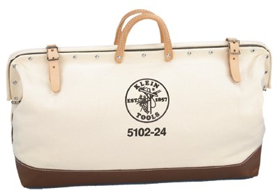 No. 8 Canvas Tool Bag, 1 Interior Pocket, 6 in W x 15 in H x 24 in L, Natural/Brown 409-5102-24