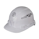 Type 1 Hard Hat, Ratchet with Pivot Suspension, Vented Cap, White 409-60105