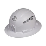 Type 1 Hard Hat, Ratchet with Pivot Suspension, Full Brim Vented, White 409-60401
