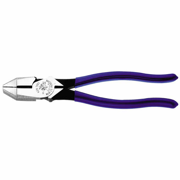Lineman's High-Leverage Pliers, Square Nose, 9-1/4 in Length, 25/32 in Cut, Plastic-Dipped Handle 409-D213-9