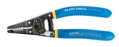 Klein-Kurve Wire Stripper/Cutter, 7.4 in OAL, 10 to 18 AWG Solid/12 to 20 AWG Stranded, Blue/Yellow Handle 409-11055
