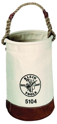 Load Rated Leather-Bottom Bucket, 1 Compartment, 17 in H, 12 in W, Off-White 409-5104