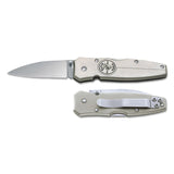 Lockback Knives, 7.2 in, Drop-Point Stainless Steel Blade, Silver Anodized 409-44001
