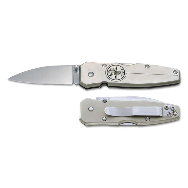 Lockback Knives, 7.2 in, Drop-Point Stainless Steel Blade, Silver Anodized 409-44001