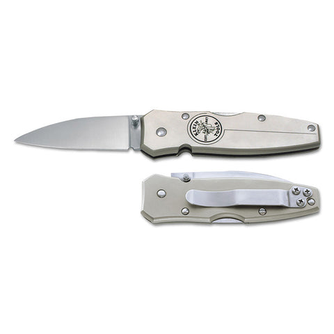 Lockback Knives, 7.2 in, Drop-Point Stainless Steel Blade, Silver Anodized 409-44001