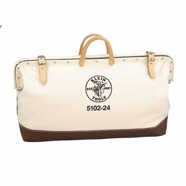 No. 8 Canvas Tool Bag, 1 Interior Pocket, 6 in W x 15 in H x 20 in L, Natural/Brown 409-5102-20