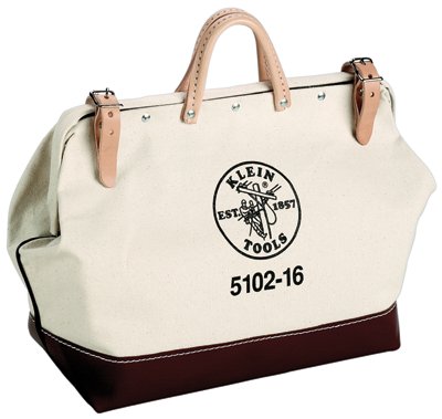 No. 8 Canvas High-Bottom Tool Bag, No Interior Pockets, 6 in W x 15 in H x 24 in L, Natural/Brown 409-5105-24