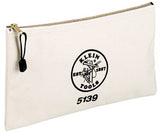 Zipper Bag, 1 Compartment, 12-1/2 in X 7 in, Canvas, White 409-5139