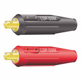 International DINSE Type Machine Plug Set, Single Oval-Point Screw Connection, 4 to 1/0 Cable Cap, Black/Red 380-05309