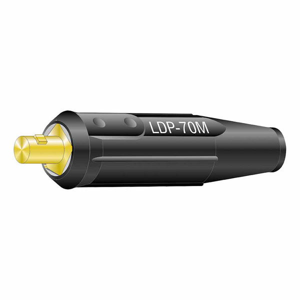 International DINSE Type Machine Plug, Single Oval-Point Screw Connection, 1/0 to 2/0 Cable Cap, Black 380-05313