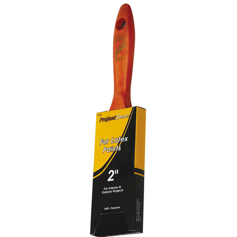 Latex Paint Brush, 9/16 in thick, 2-1/2 in trim, Polyester, Walnut Wood handle 449-1123-2
