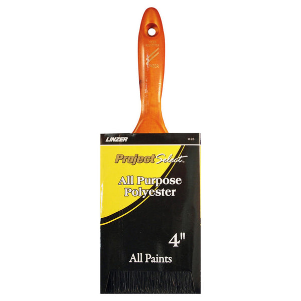 Latex Paint Brush, 7/8 in thick, 3-1/2 in trim, Polyester, Walnut Wood handle 449-1123-4