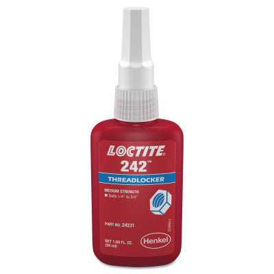 242 Threadlocker, Medium Strength, 50 mL, 1/4 in to 3/4 in Thread, Blue 442-135355