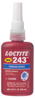 243 Medium-Strength Primerless Threadlocker, 250 mL, 1/4 in to 3/4 in dia, Blue 442-1329505