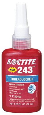 243 Medium-Strength Primerless Threadlocker, 10 mL, 1/4 in to 3/4 in dia, Blue 442-1329837