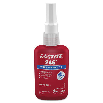 246 Threadlocker, Medium Strength/High Temperature, 50 mL, 1/4 in to 3/4 in Thread, Blue 442-234172