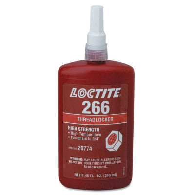 266 Threadlockers, High Strength/High Temperature, 250 mL, Up to 3/4 in Thread, Red-Orange 442-232331