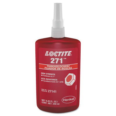 271 Threadlocker, High Strength, 250 mL, Up to 1 in Thread, Red 442-88441
