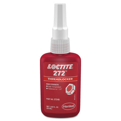 272 Threadlocker, High Temp/High Strength, 50 mL, Up to 1-1/2 in Thread, Red 442-88442