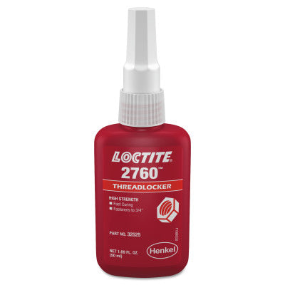 2760 Threadlocker, Primerless High Strength, 50 mL, Up to 3/4 in Thread, Red 442-303440