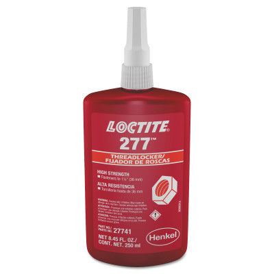277 High-Strength Threadlocker, 250 mL, 7/8 in dia or Smaller, Red 442-88449