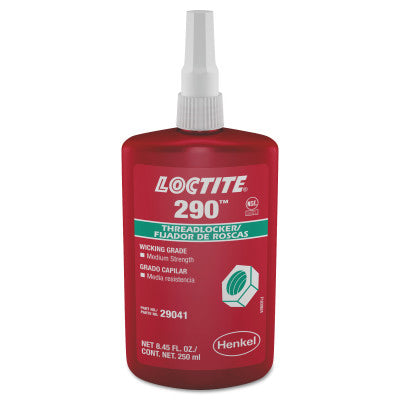 290 Medium-Strength Wicking Grade Threadlocker, 250 mL, 1/2 in dia or Smaller, Green 442-135393