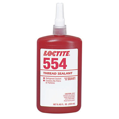 554 Thread Sealant, Refrigerant Sealant, 250 mL Bottle, Red 442-135489