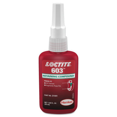 603 Retaining Compound, Oil Tolerant, 50 mL Bottle, Green, 3770 psi 442-231099