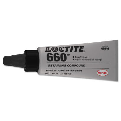 660 Quick Metal Retaining Compound, 50 mL Tube, Silver, 3300 psi 442-135527