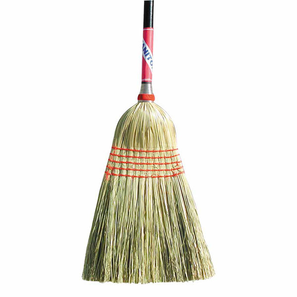 Janitor Corn Broom, 56-1/2 in Overall L, Black Lacquered Handle 455-5026-BUNDLED